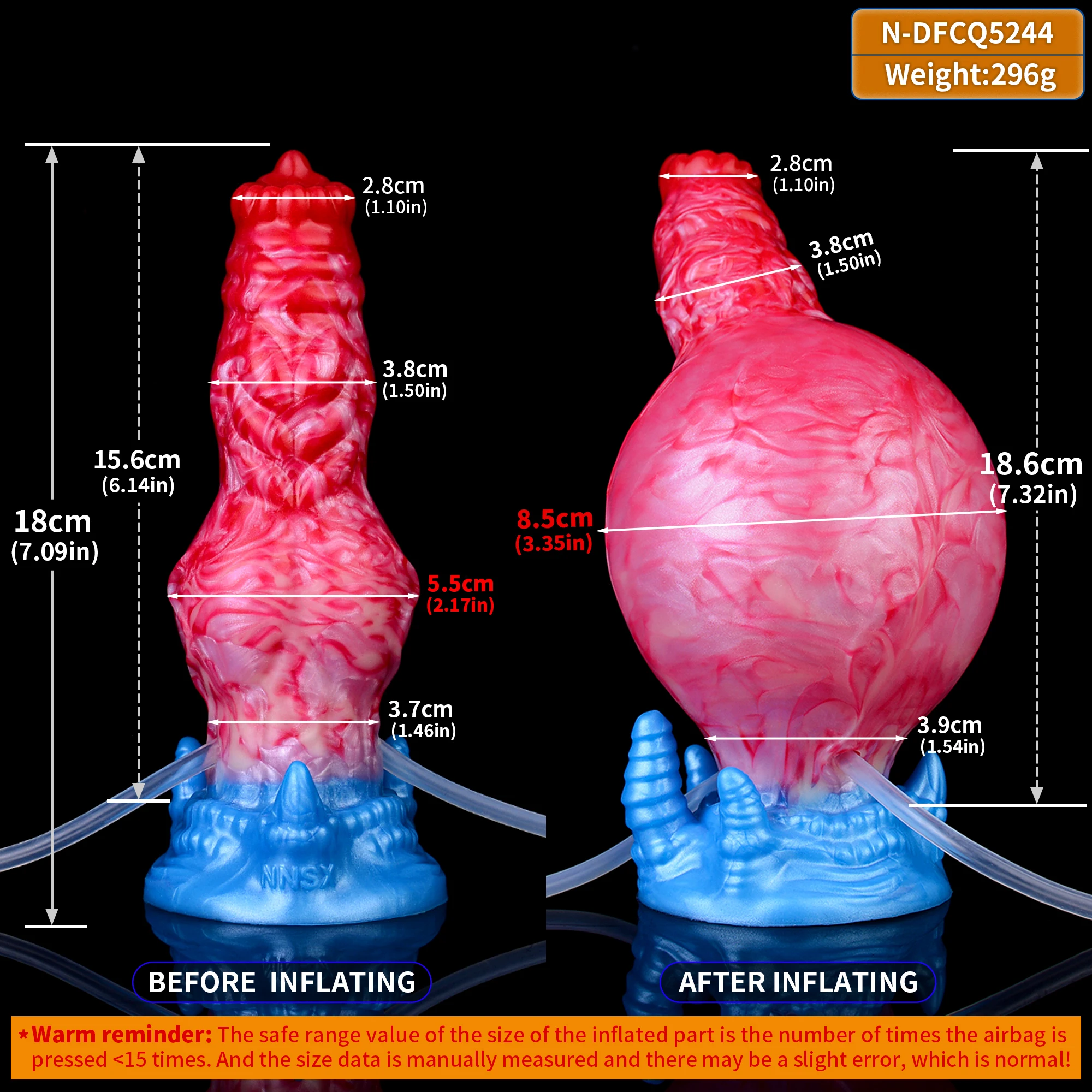 NNSX Huge Knot Squirting-Inflatable Dildo with Strong Sucker Silicone Inflat Anal Plug Trainer Beginner Sex Toys for Women Men