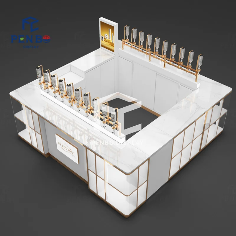 

2025customized. luxury Arabic 2x2 kiosk perfume shop interior perfume-kiosk-luxury cosmetic perfume kiosk exhibition booth