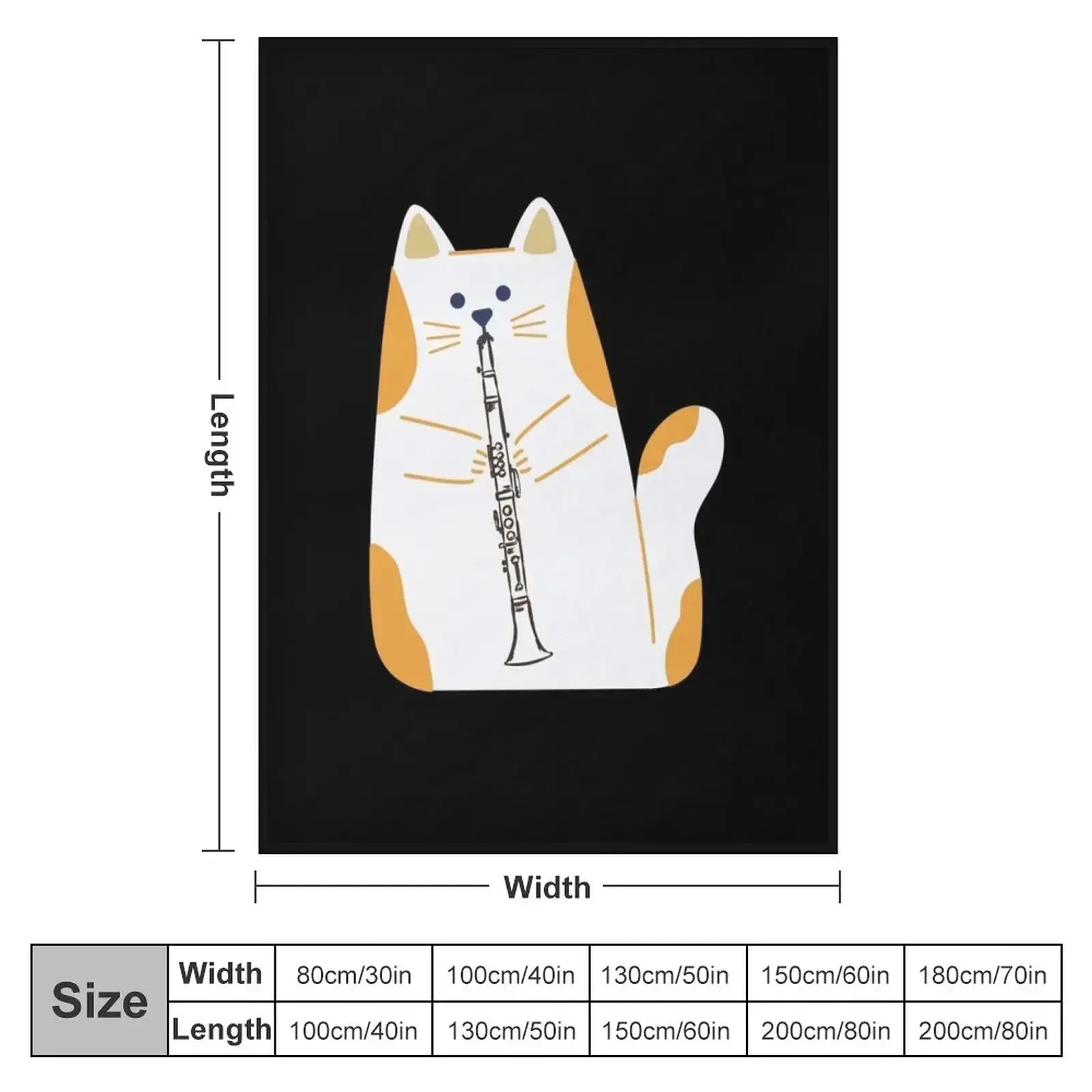 cat playing the CLARINET Throw Blanket Soft Plush Plaid Furrys Bed linens Blankets For Bed Blankets
