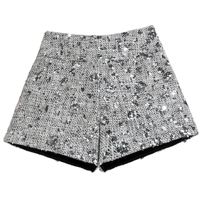 

Широкие шорты А-силуэта с пайетками, модные женские блестящие шорты для ночного клуба