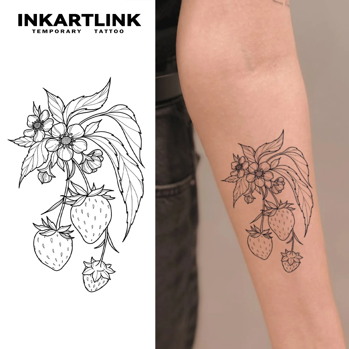 

Strawberry Temporary Tattoo,Lasts To 15 Days New Technology Magic Waterproof Semi Permanent Sticker,For Ladies' Summer Parties.