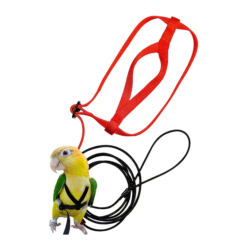 ABSF Pet Bird Harness And Leash,Adjustable Parrot Bird Harness Leash - Pet Anti-Bite Training Rope Outdoor Flying Harness And Le