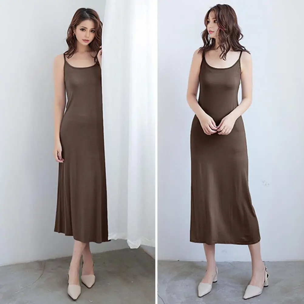 

Vest Dress Elegant Solid Color Midi Dress for Women Stylish Backless Suspender Dress for Wear Bedroom Comfortable Stretchy Loose