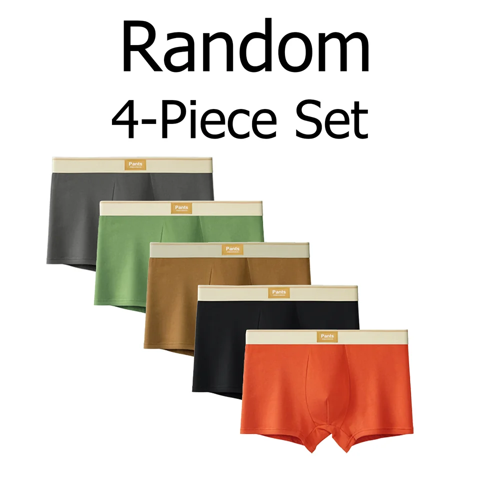 

Случайный комплект из 4 предметов, мужские однотонные хлопковые шорты-боксеры, удобное и повседневное эластичное нижнее белье, мужское сексуальное нижнее белье