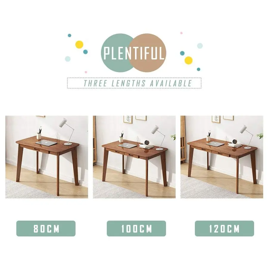 Solid Wood Writing Desk Home Office Workbench Desk with Drawer, Laptop Computer Work Study Table