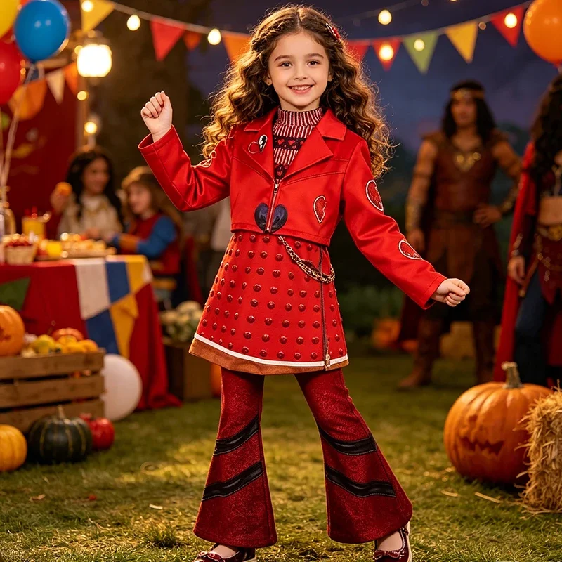 2026 Red Queen Dress Halloween Costume for Girls Movie role-play  Fantasia Clothes birthday Party Sister Fancy Dress