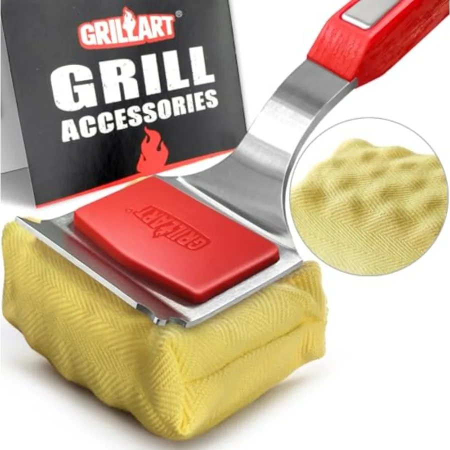 

Grill Brush Bristle Free. SteamWizards BBQ Replaceable Cleaning Head Unique Seamless-Fit Scraper Tool for Cast Iron/Stainless-S