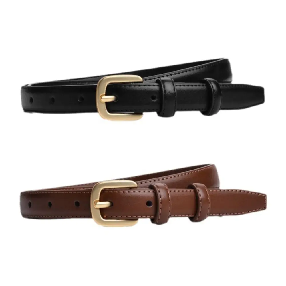 حزام جلد بإبزيم إبرة سوداء مع حزام جينز حزام خصر من جلد البولي يوريثان حزام خصر بسيط على الطراز الكوري للسيدات #2