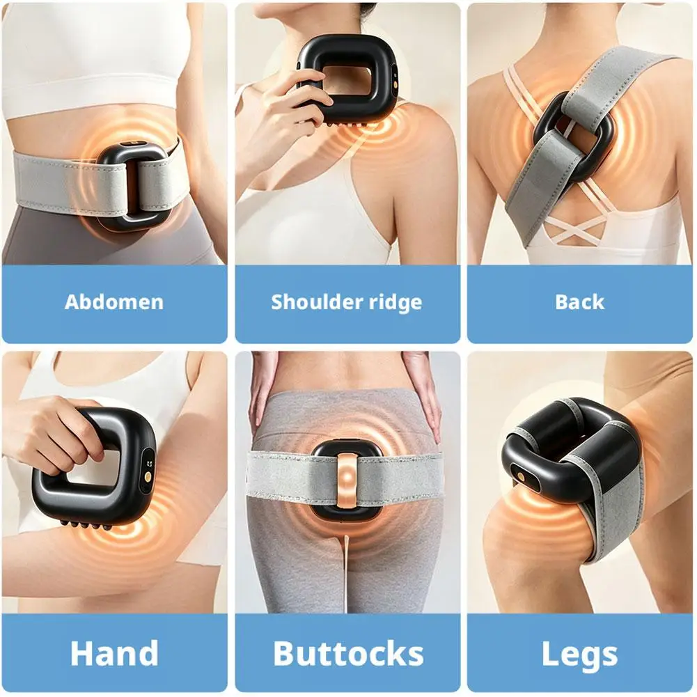 Multi-Function Electric Full-Body Fascia Ring Ergonomic Electric Dual-Ring Fascia Massager with Belt Portable Vibration