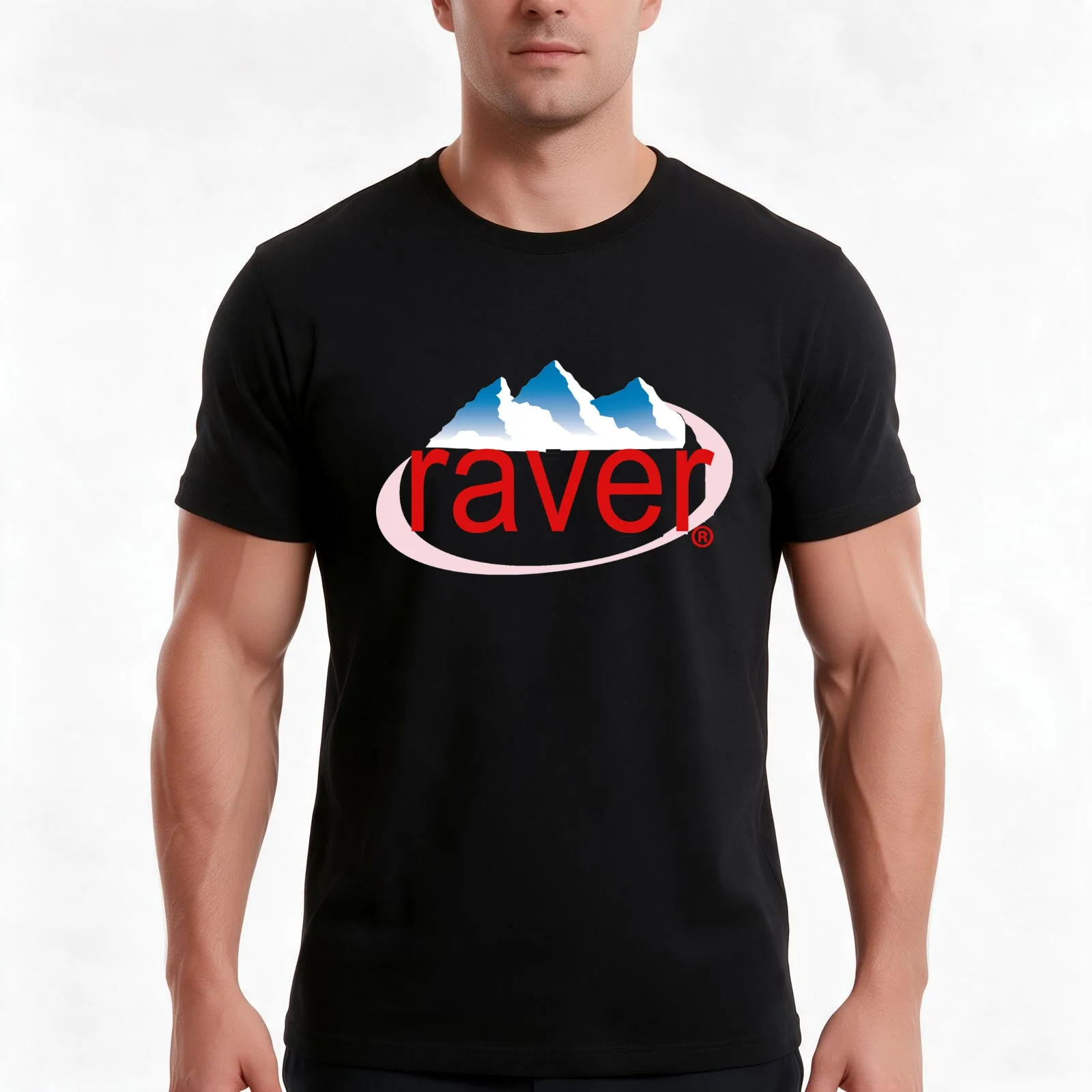 Raver Water T-Shirt, Summer Casual Cotton Tee, Oversized Streetwear Tops, Vintage Graphic Print, Loose Fit Short Sleeve