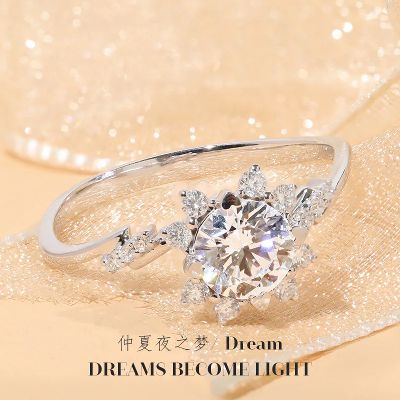 925 Sterling Silver S925 Ring 2 Carat Eight Hearts and Eight Arrows Sparkling Elegant Accessories for Women's Daily Dating