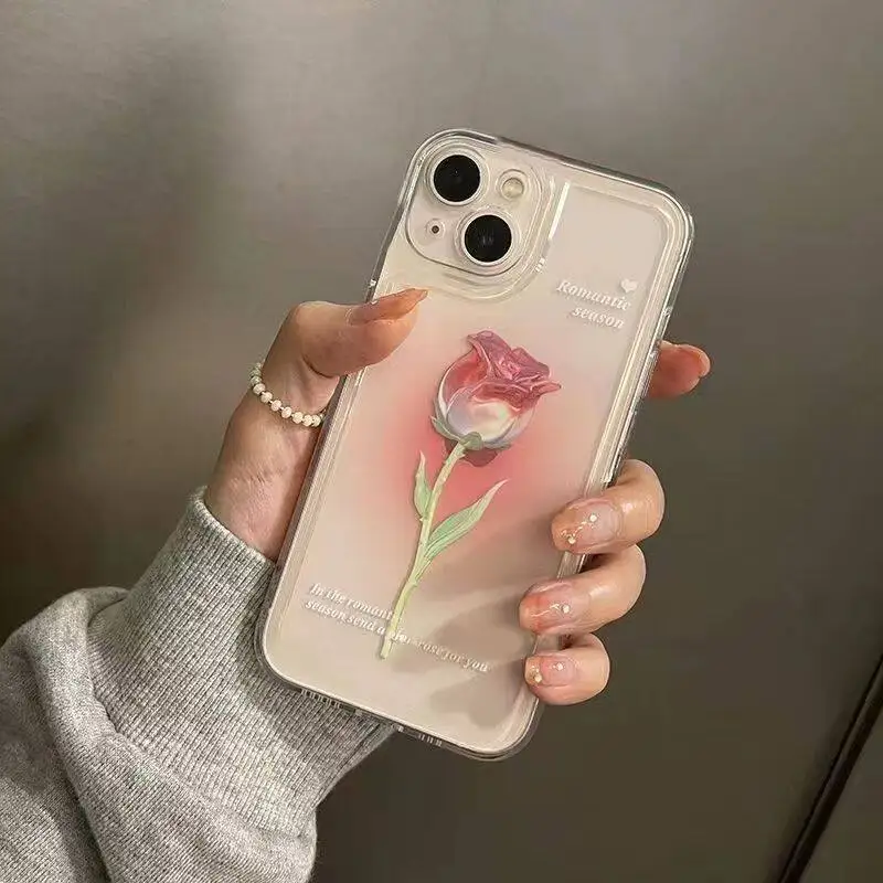 Gradient Tulip Silicone Case For OPPO Reno 12F 11F 10 5G 6 8 11 12 Pro Reno 7 4G 5 6 Lite 8T A3X A3 Pro A58 A78 A79 A98 5G Cover