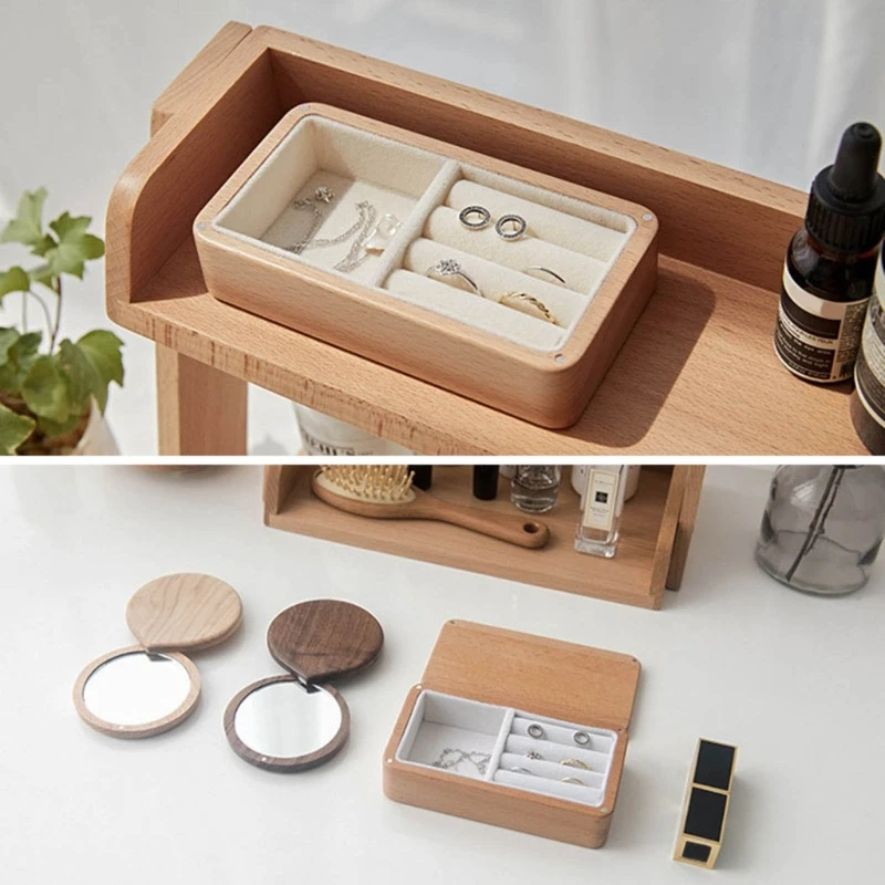 

Wooden Jewelry Box for Women Teen Girls Luxury Wooden Cases with Ring Tray Large Jewellery Storage Display