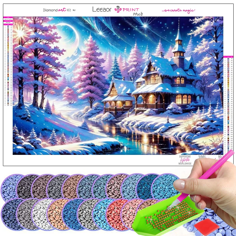 Dreamy Winter Diamond Painting Luminous Igloo Full Round Diamond Mosaic Art Cross Stitch Kit Landscape Home Exquisite Decoration