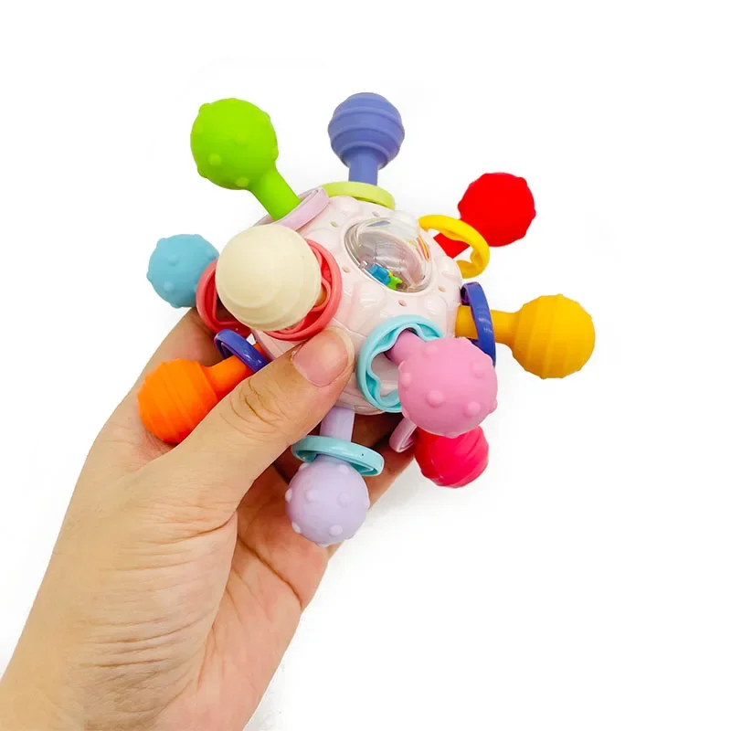 0 12 Months Sensory Rattle Teether Grasping Activity Development Toys Silicone Teething Toys for Babies Baby Montessori Toys