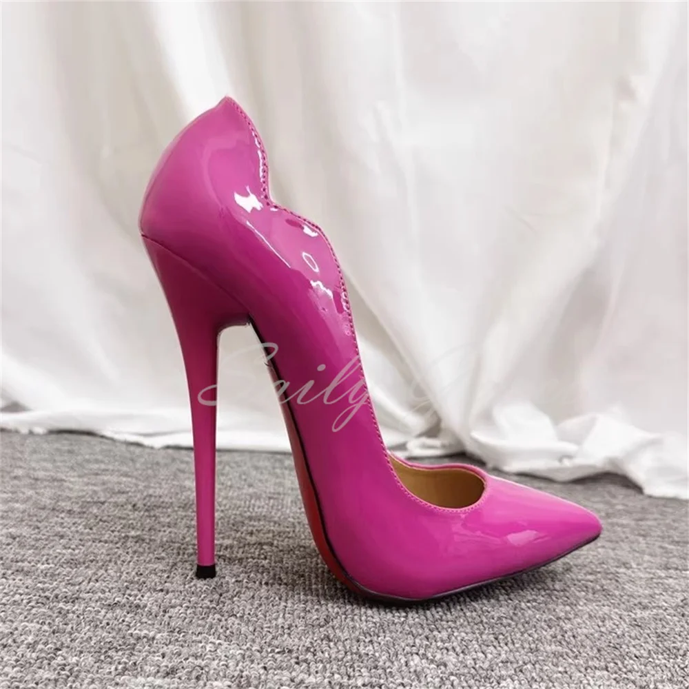 

Туфли на тонком высоком каблуке 16 см с волнистыми краями, женские туфли на шпильке с острым носком, пикантные балетки на высоком каблуке 14 см, большие размеры, одинарные туфли, кровати