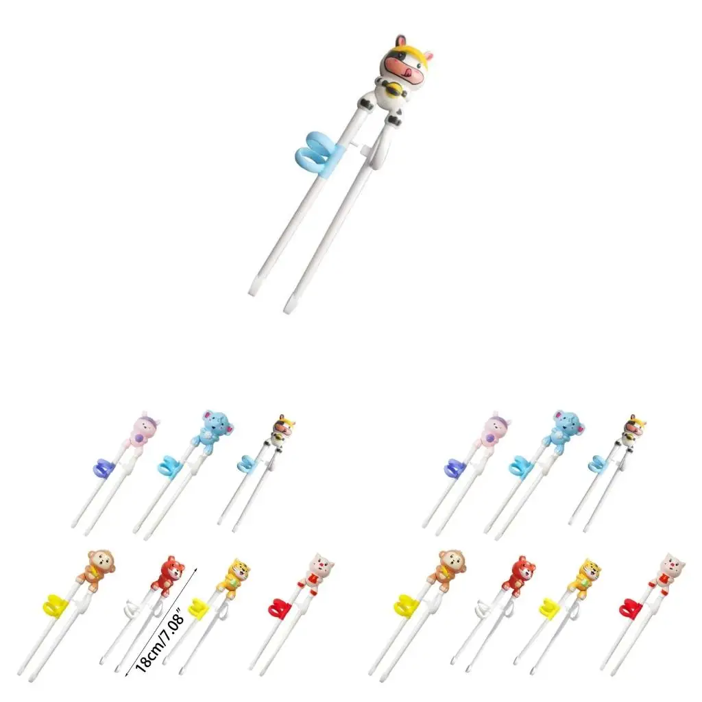 Cartoon Animal Children Learning Chopsticks Helper Reusable Kids Training Chopsticks with Adjustable Finger Loop