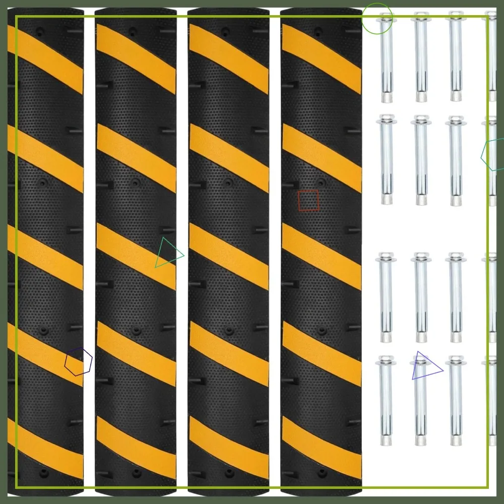 

6Ft Heavy Duty Rubber Speed Bumps, 25000 Lbs Capacity with Cable Protector for Driveway, Road, Parking Lot