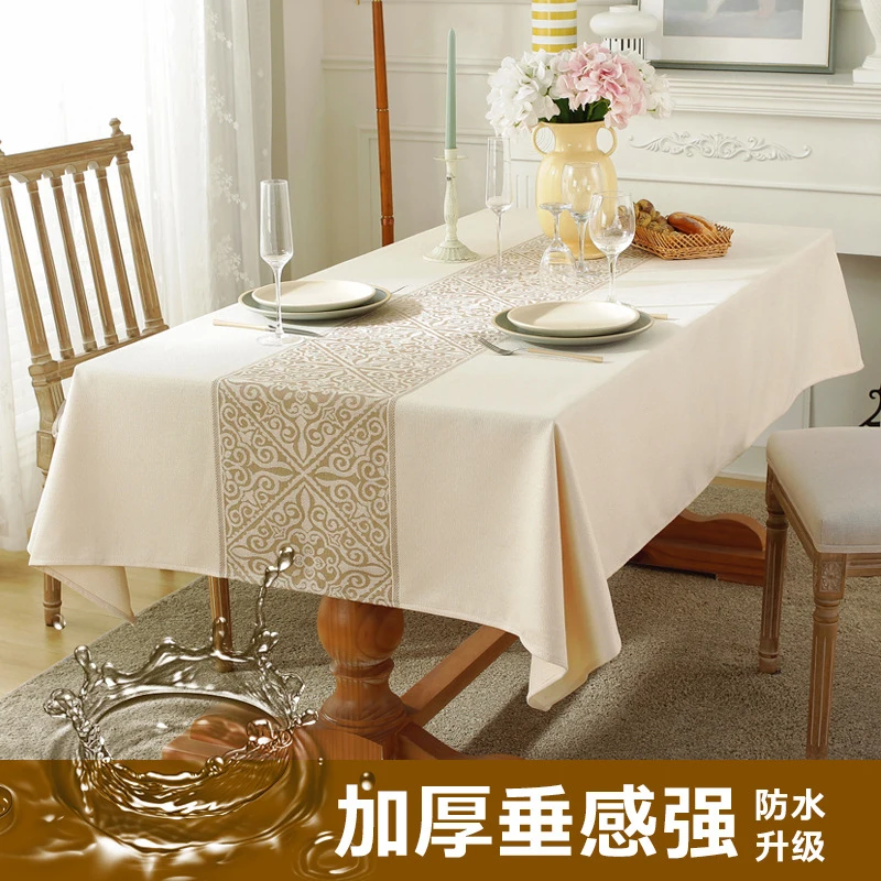 Nappe nordique de luxe légère, imperméable et résistante à l'huile, nappe de table basse épaissie imitation coton-lin