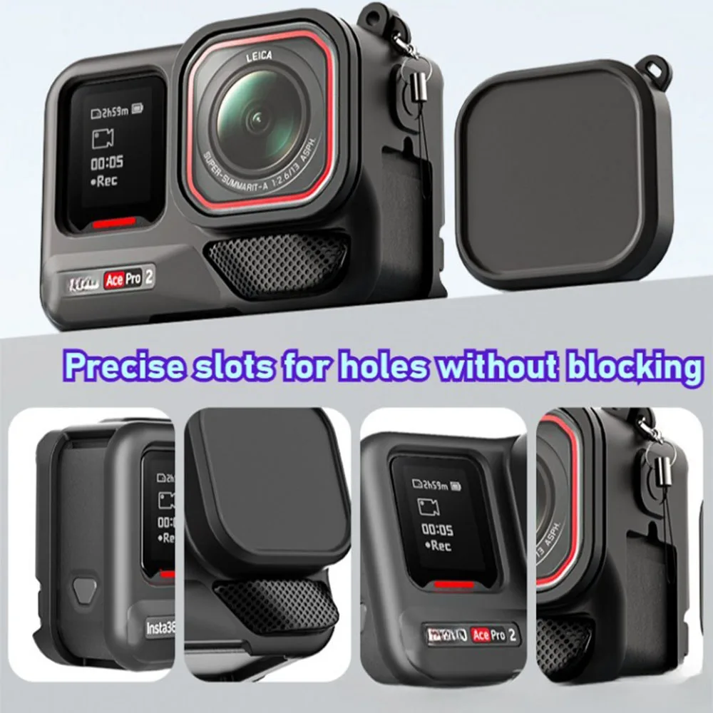 For Insta360 Ace Pro 2 Silicone Protective Case Cover Body Silicone Case Sleeve Lens Cap for Insta360 Ace Pro2 Action Accessory