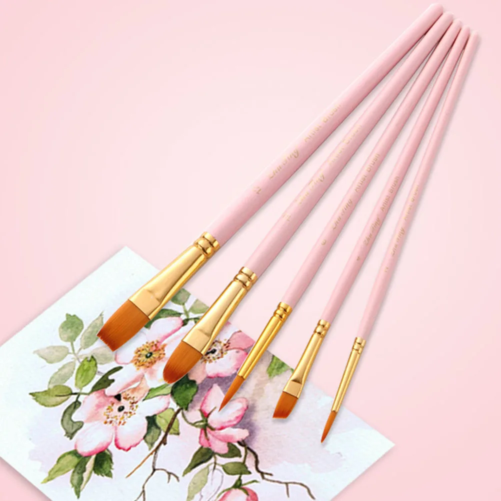 

10Pcs Art Painting Brushes Wooden Handle Nylon Hair Oil Watercolor Gouache Acrylic Durable Professional Artist Tool