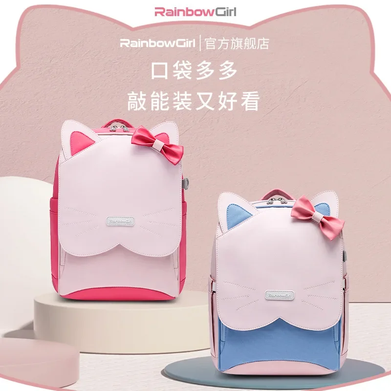 Sanrio Hello Kitty Nieuwe Student Schooltas Schouderstuk Schattige Cartoon Grote Capaciteit Waterdichte Lichtgewicht Dubbele Schouder Rugzak