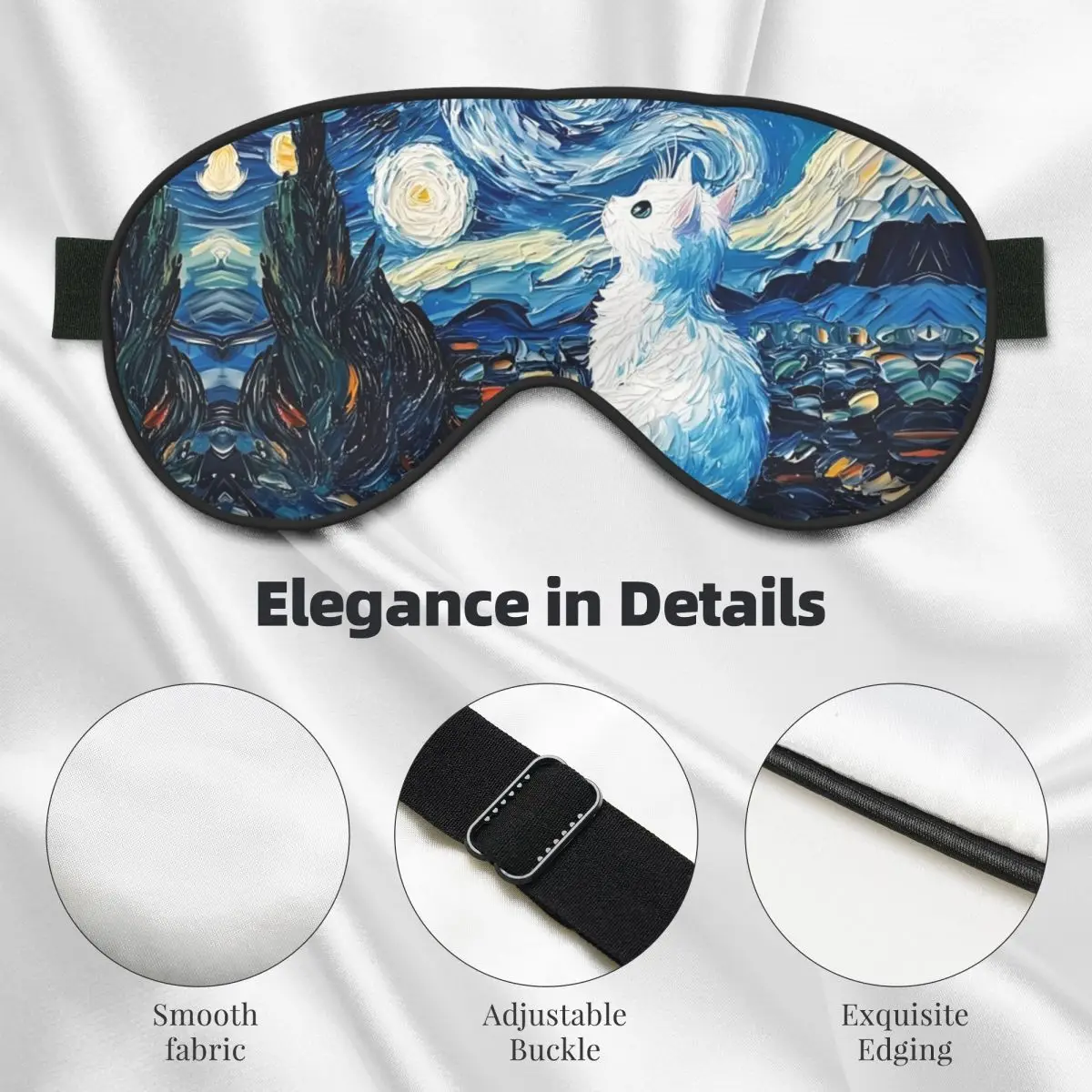 مخصص فنسنت فان جوخ ليلة مليئة بالنجوم لينة السفر قناع عين مزدوجة الجانب الغمامة قابل للتعديل النفط اللوحة كتلة خارج ضوء إيباتش
