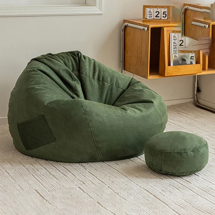 Canapé pouf jaune pour adultes, siège paresseux, chaise longue, pouf extérieur bouffant