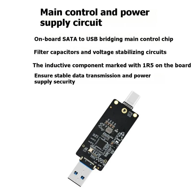 Reliable-Dual-Head M. 2 NGFF SATA To Usba USB-A Type-C Solid-State Drive Box Adapter Board 5Gbps SATA Protocol, 1 Set,Dual-Head