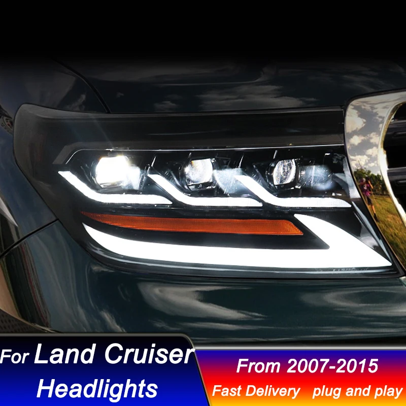 Car Headlights For Toyota Land Cruiser 07-15 modify Lexus style LED Head Lamp Upgrade DRL Dynamic Signal Front light Assembly