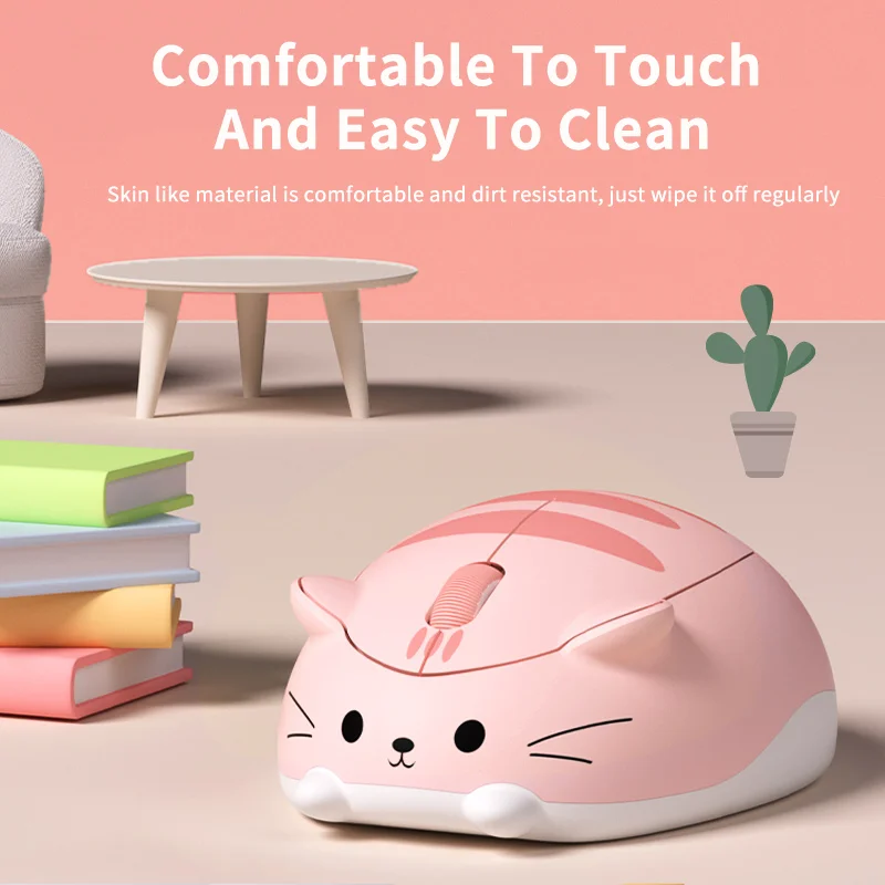 Wireless 2.4G Mouse Cute Cat Appearance Light Weight Portable Mute Button Plug And Play Mause Office Use For Girl Kid Gift Mice