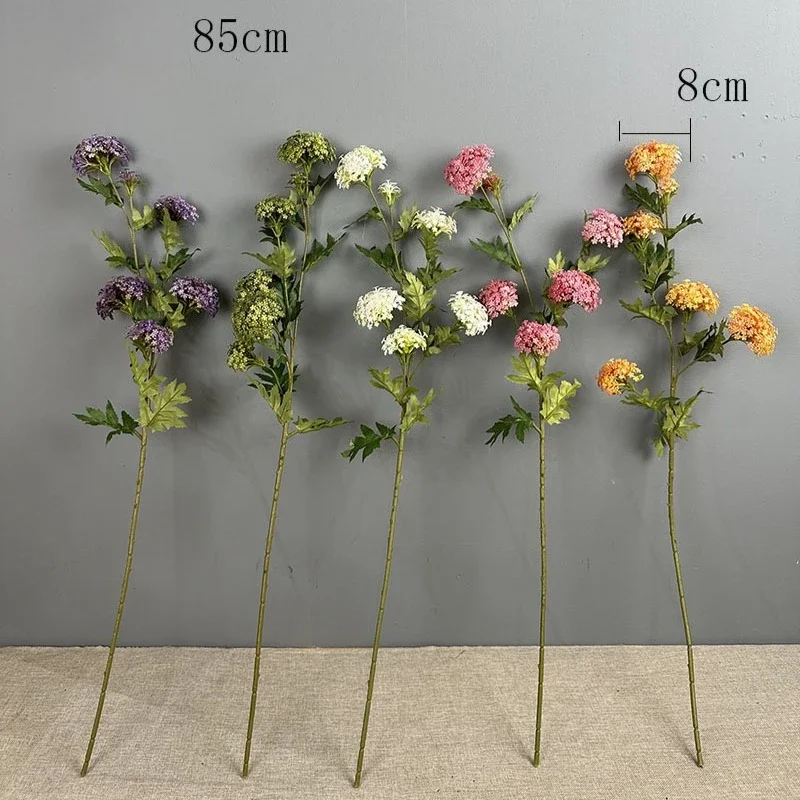 4/5 Stück Simulations-Schneeballzweig mit 6 Köpfen, Kunststoff-Lila-Blumen, Künstliche Holz-Hortensie, Kunstblume, Schlafzimmerdekoration – Detail 1