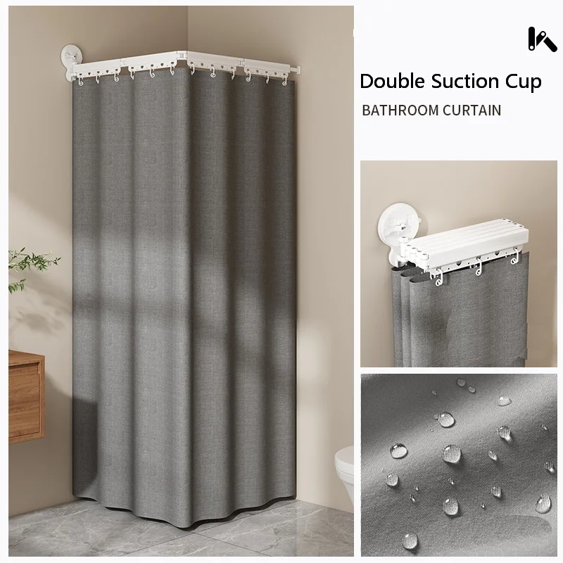 

Складная занавеска для душа, водонепроницаемая перегородка для ванной комнаты, разделение для влажной и сухой уборки, усиленная ширма с двойной присоской