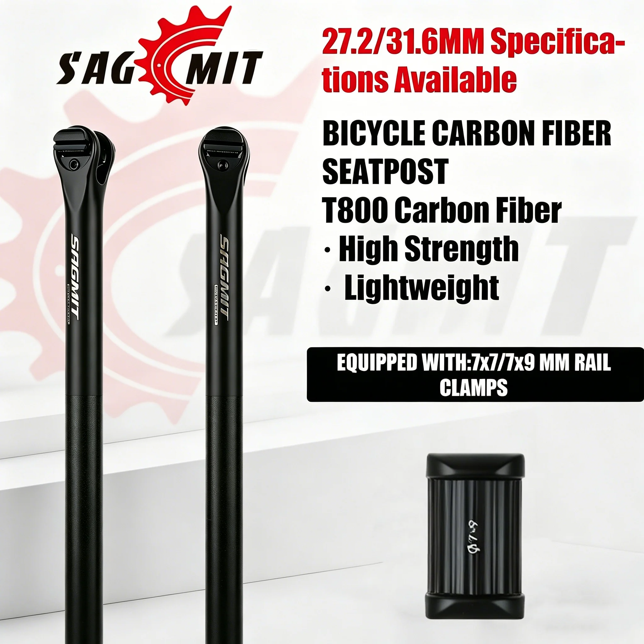 

SAGMIT Full Carbon Fiber(T800)Bicycle Seatpost Matte Anti-slip Finish Aluminum Alloy Chuck MTB Seat post for Mountain/Road Bikes