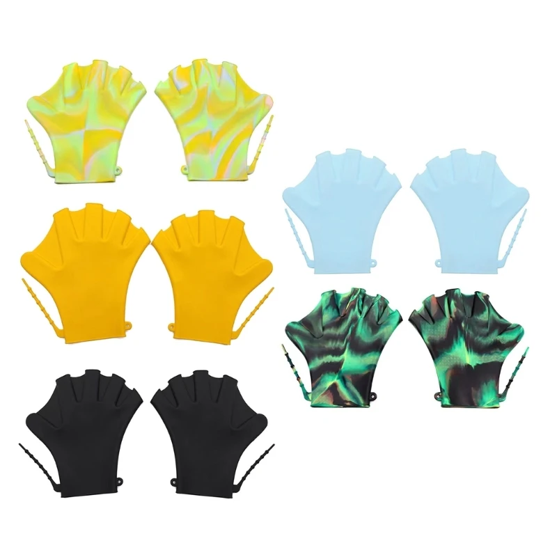 Silicones Swimming Glove, Webbed Swim Glove Finger Type Water Resistance Gear Fins for Aquatic Training