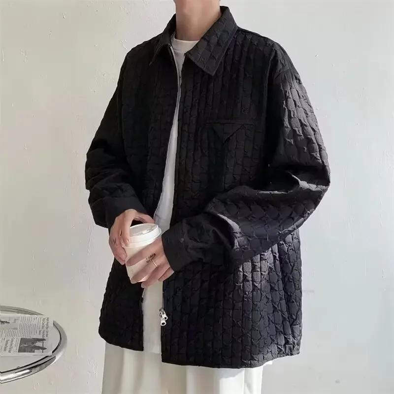 Korean Vintage Casual Loose Shirt For Men Autumn Winter Fashion Harajuku Men's Long Sleeved Shirt Jacket Coat Japan Streetwear