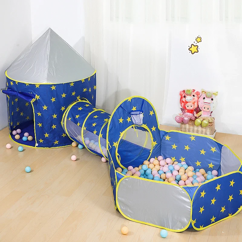 3 in 1 Portable Spaceship Tent Baby Tunnel Toy Tent Baby Balls Pool Wigwam for Children Campaign Tent Baby Playpen