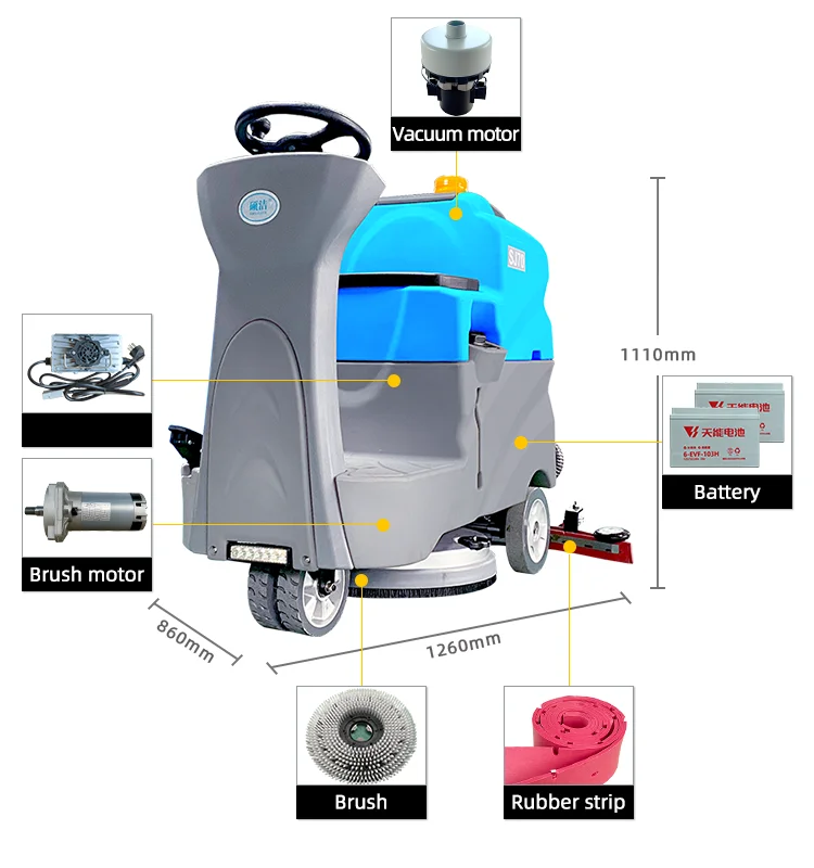 High Performance Small Commercial Hard Floor Cleaner Machine Ride on Floor Scrubber