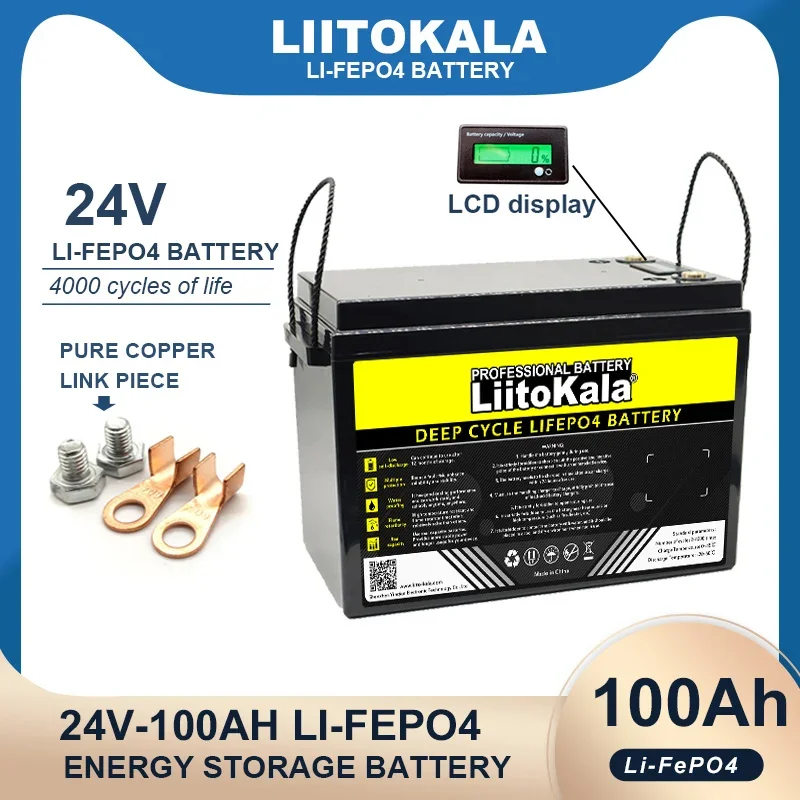 liitokala 24V 300ah/200Ah/100ah 8 strings LiFePO4 Battery 29.2v Lithium Iron Phosphate Solar Energy Camping Batteries Tax Free