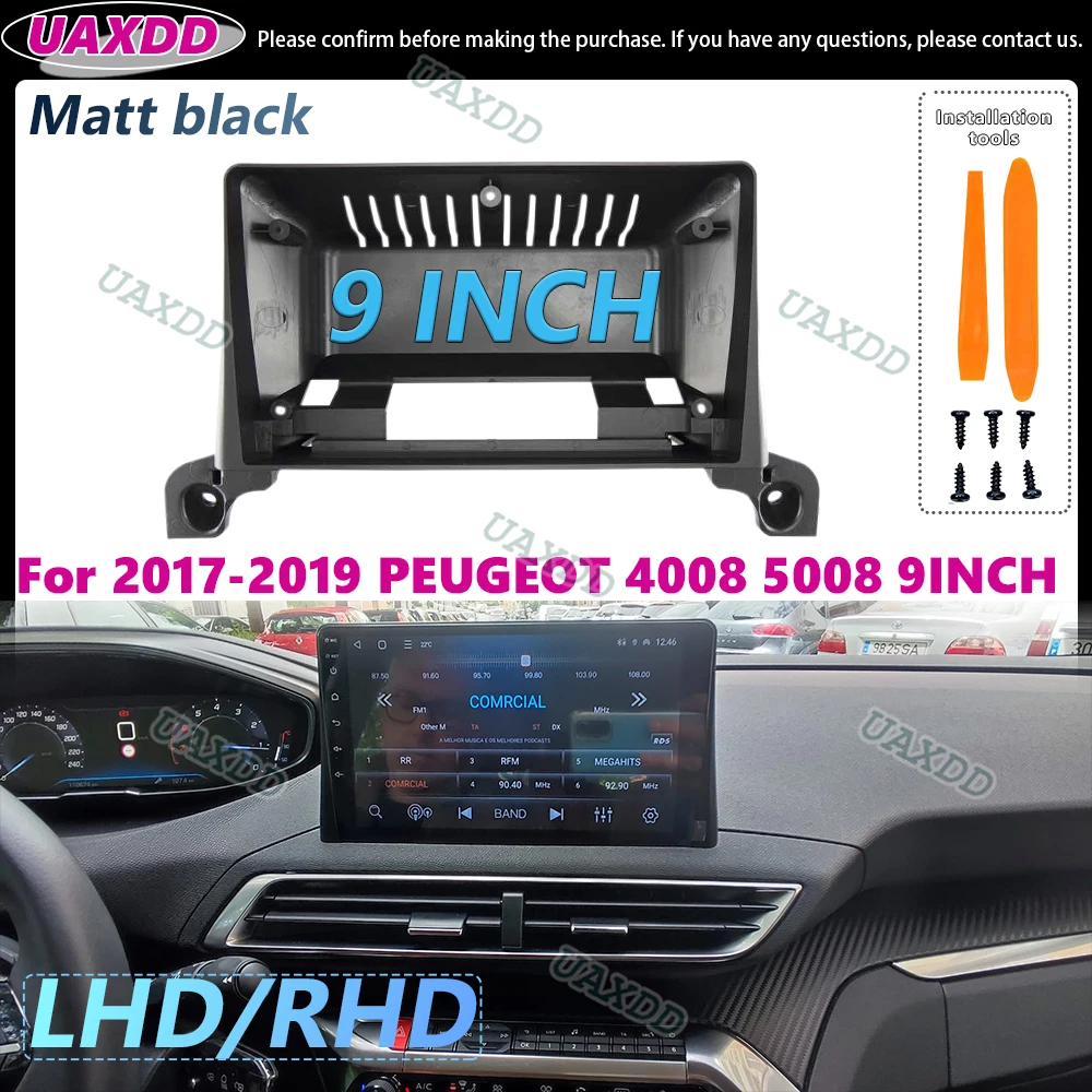 UAXDD Android Autoradio Stereo Player Fascia Rahmen für Peugeot 3008 5008 P84 P87 2016-2020 Canbus Panel Stromkabelbaum MP5