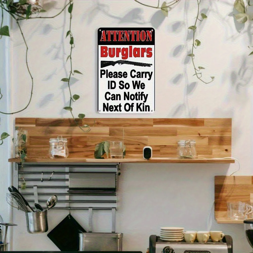 Vintage Metal Sign Warning Thief Wall Art