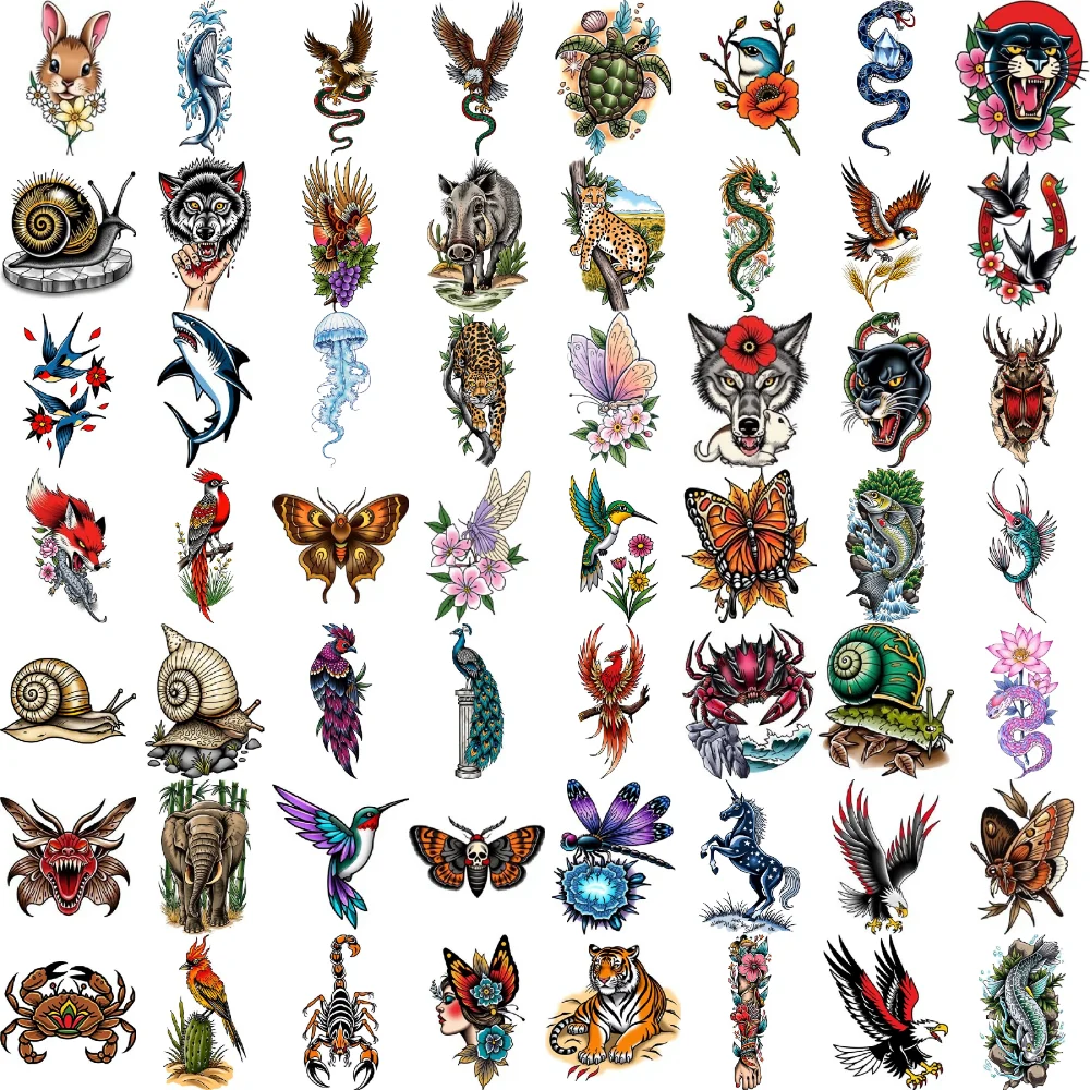 

28pcs Temporary Tattoo New School Traditional Eagle Scorpion Butterfly For Chest Men Women
