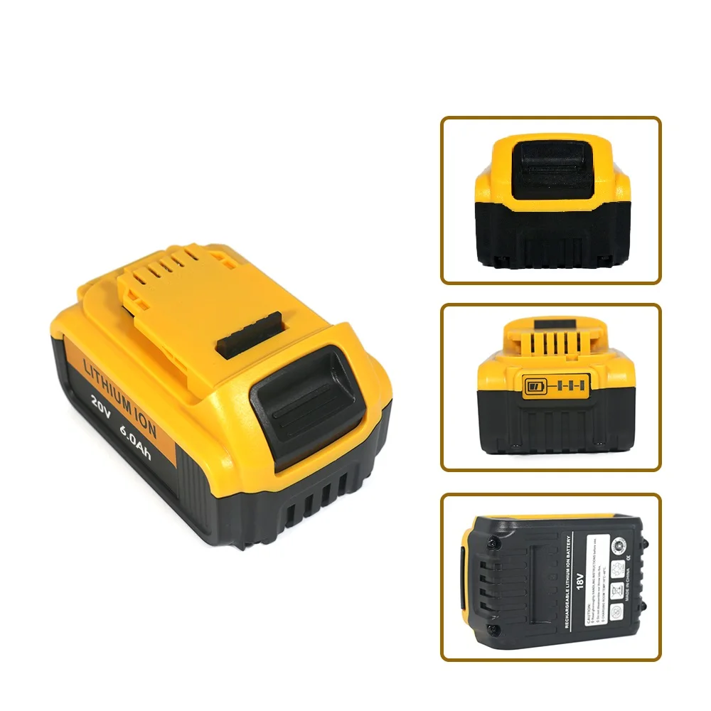 

Аккумулятор 20 В, 5 Ач, 6,0 Ач, совместимый с электроинструментами DeWalt DCB200 MAX DCF887 DCG405 DCD791 18 В, 20 В, замена литиевой батареи