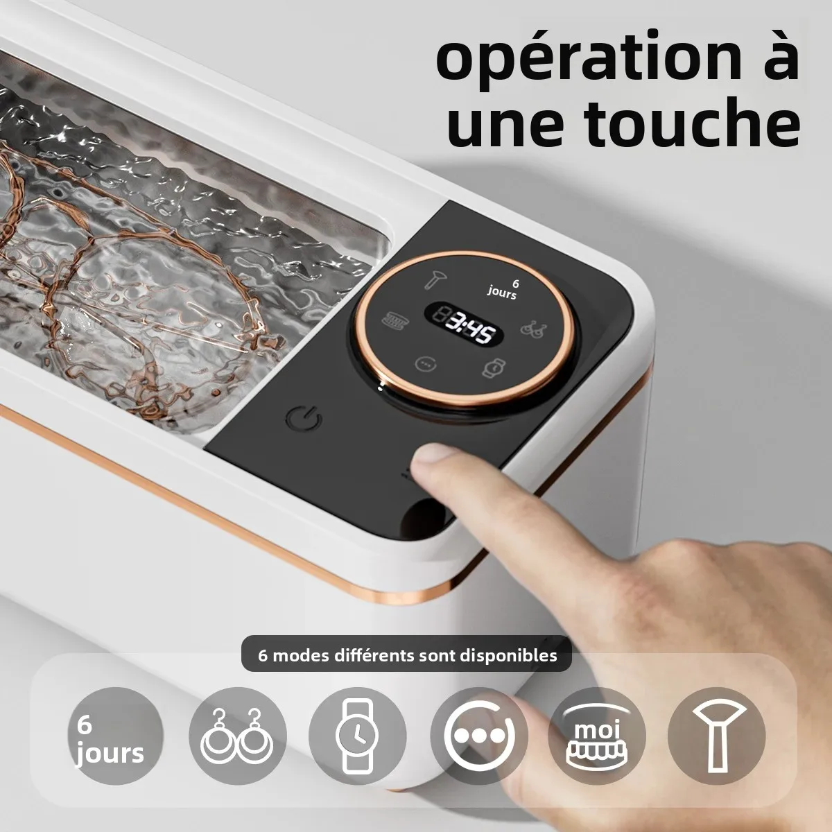 Machine de nettoyage ultrasonique 55KHZ, technologie Soundwave, appareil de nettoyage en profondeur pour lunettes, prothèses dentaires, bijoux, pinceaux de maquillage