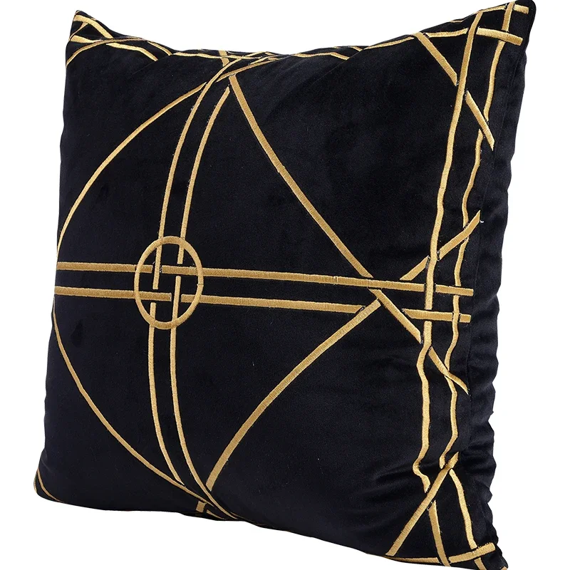 Diphylleia H Style Luxury European Lounge Cushion Cover Gold Stripes Embroidery Throw Pillow Case For Couch Living Room Bedroom