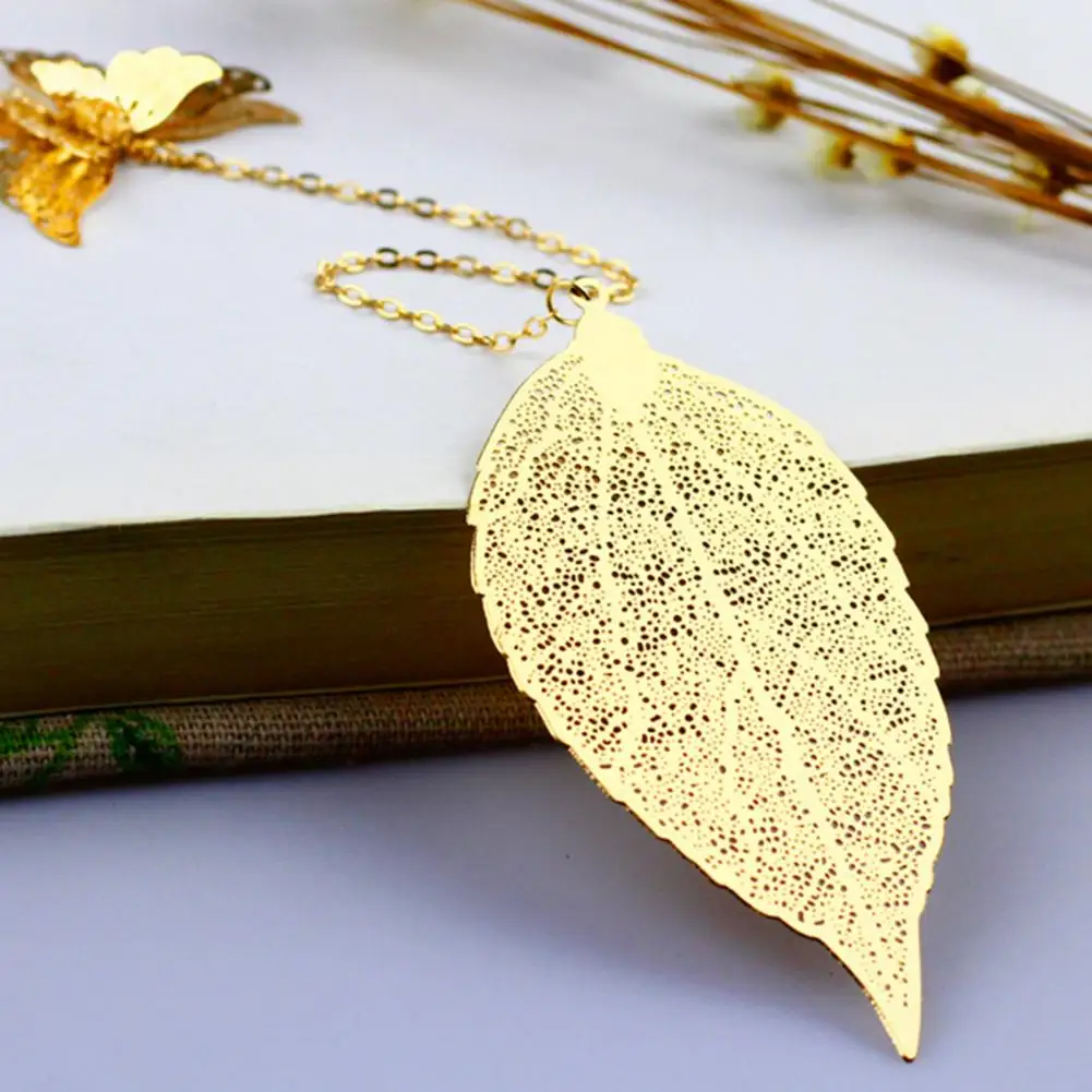 Handmade Bookmark Metal Leaf Butterfly Pendant Bookmarks Gift Set for Teachers Book Lovers Feather Reading Bookmark for Female