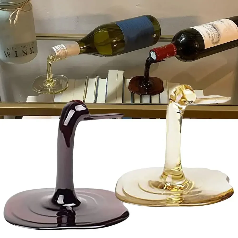 Fun Spilled Wine Bottle Holder Fashion Unique Way Abs Wine Bottle Stand Creative Display Your Favorite Wine Bottle Rack