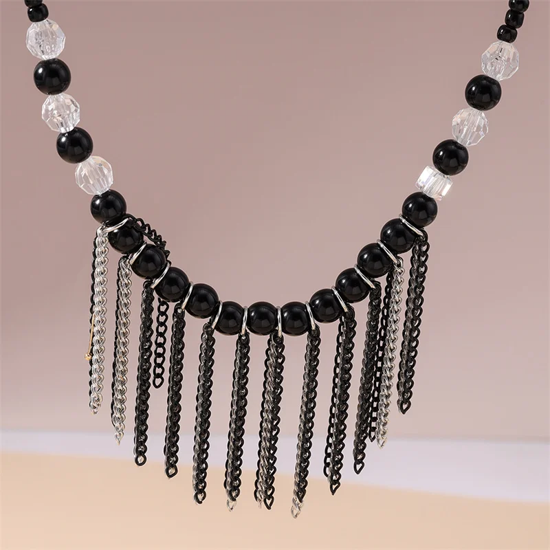 

Fashion Handmade Beads Necklace for Women Gothic Tassel Choker Necklace Girls Party Festival Jewelry Gifts
