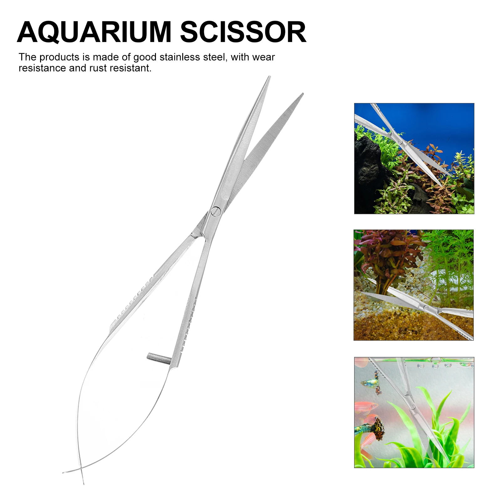

Stainless Steel Spring Aquarium Scissors Angled Water Plant Trimmer Fish Tank Tool Rustproof Durable Aqua-plant Clipper