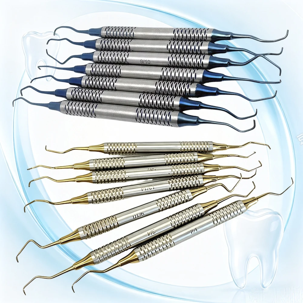 7Pcs Dental Periodontal Gracey Curettes Double Ended Set Scaler Calculus Removal Cleaning Kit